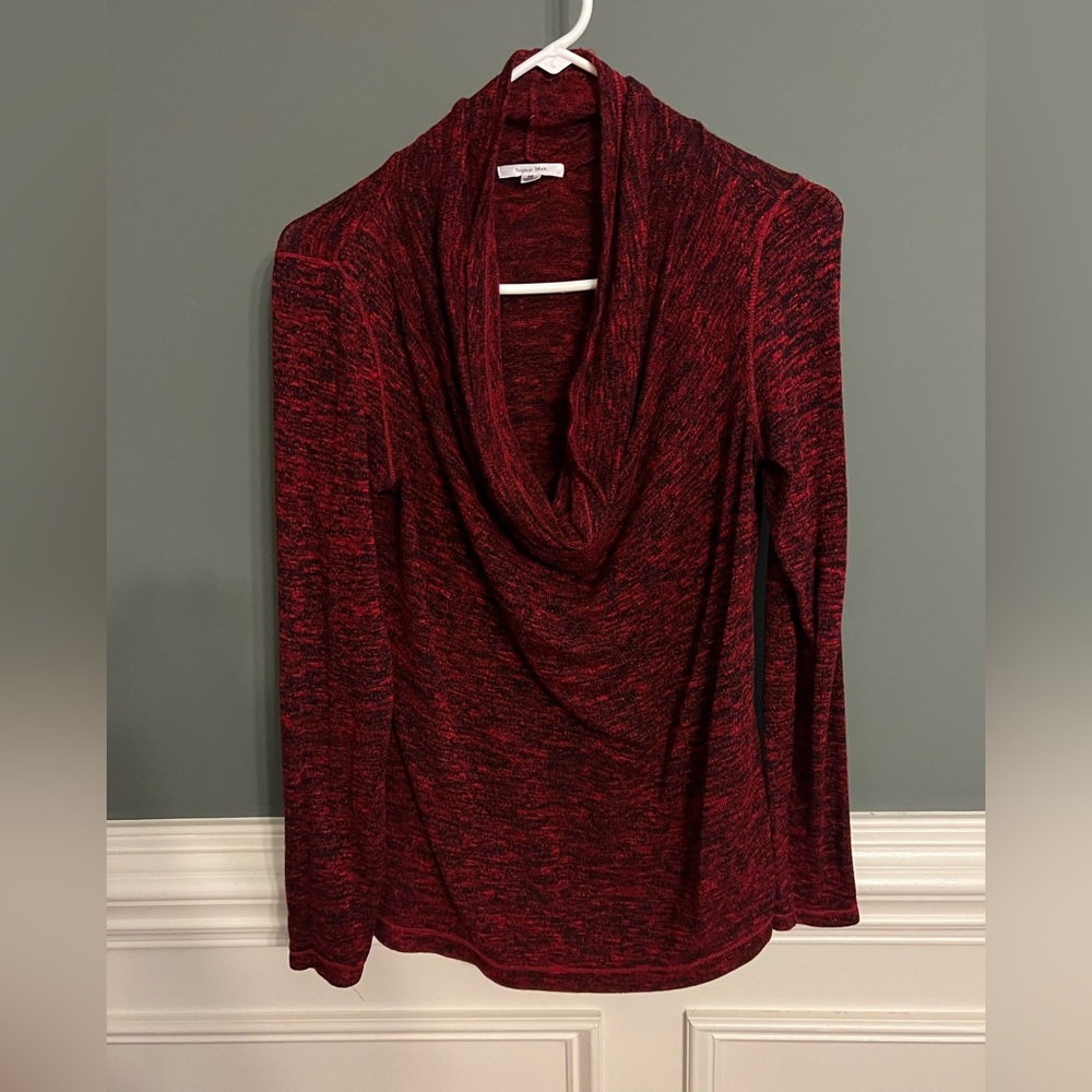 Red & Black Cowl Neck Sweater